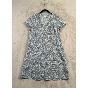 J. Jill Love Linen Blue Paisley Dress Size Small Boho Cottage Granola Pastel